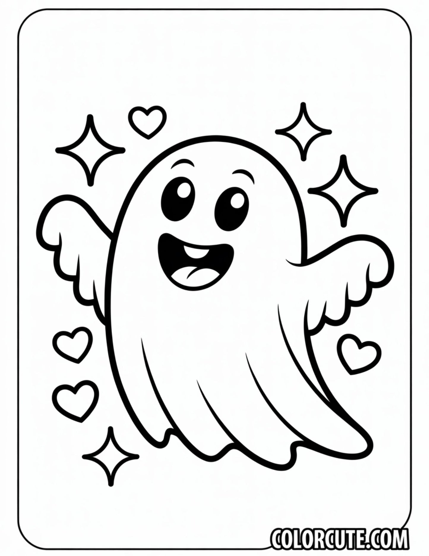 Cute Friendly Ghost Coloring Pages | Free PDF Printables