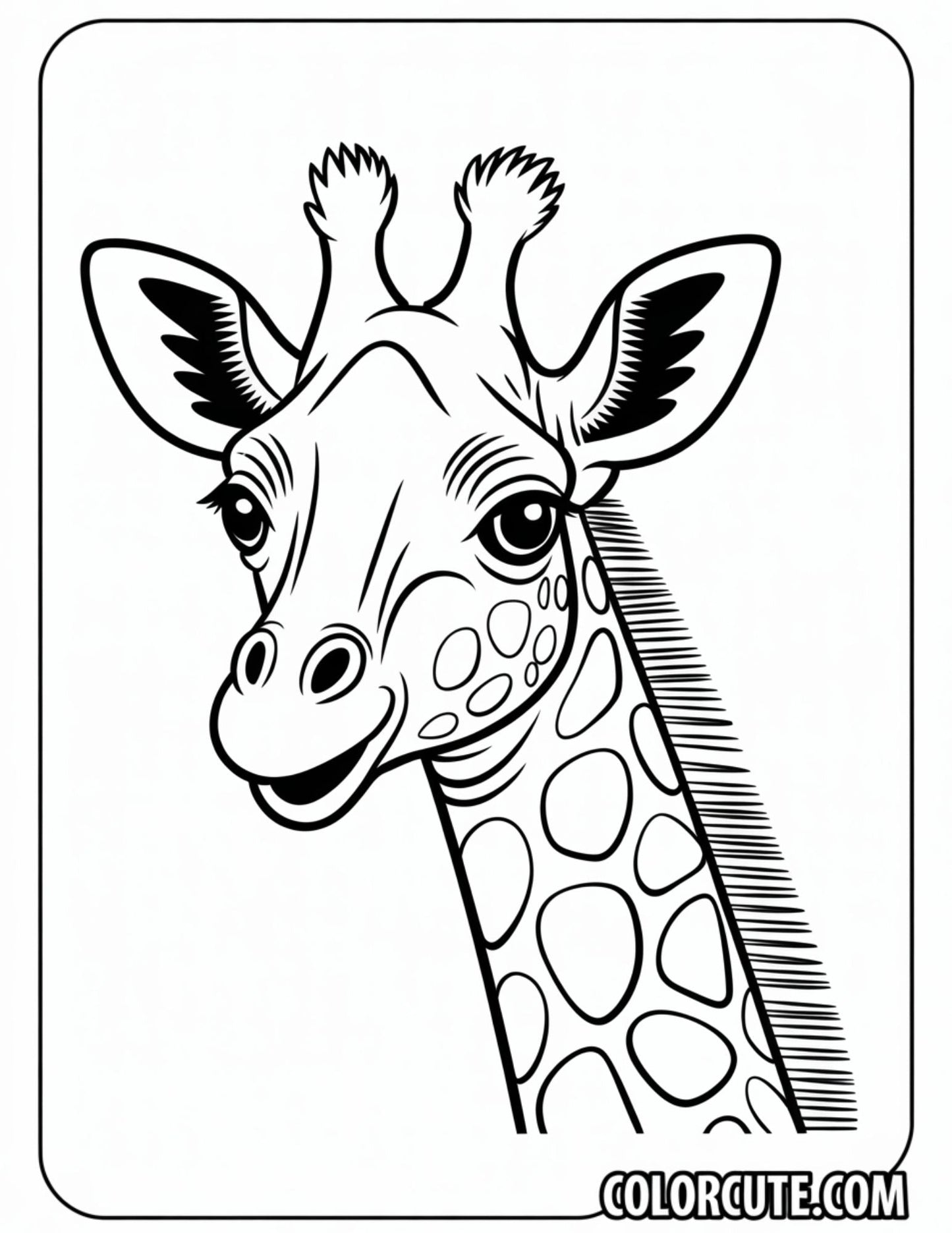 Giraffe Head Coloring Pages | Free PDF Printables