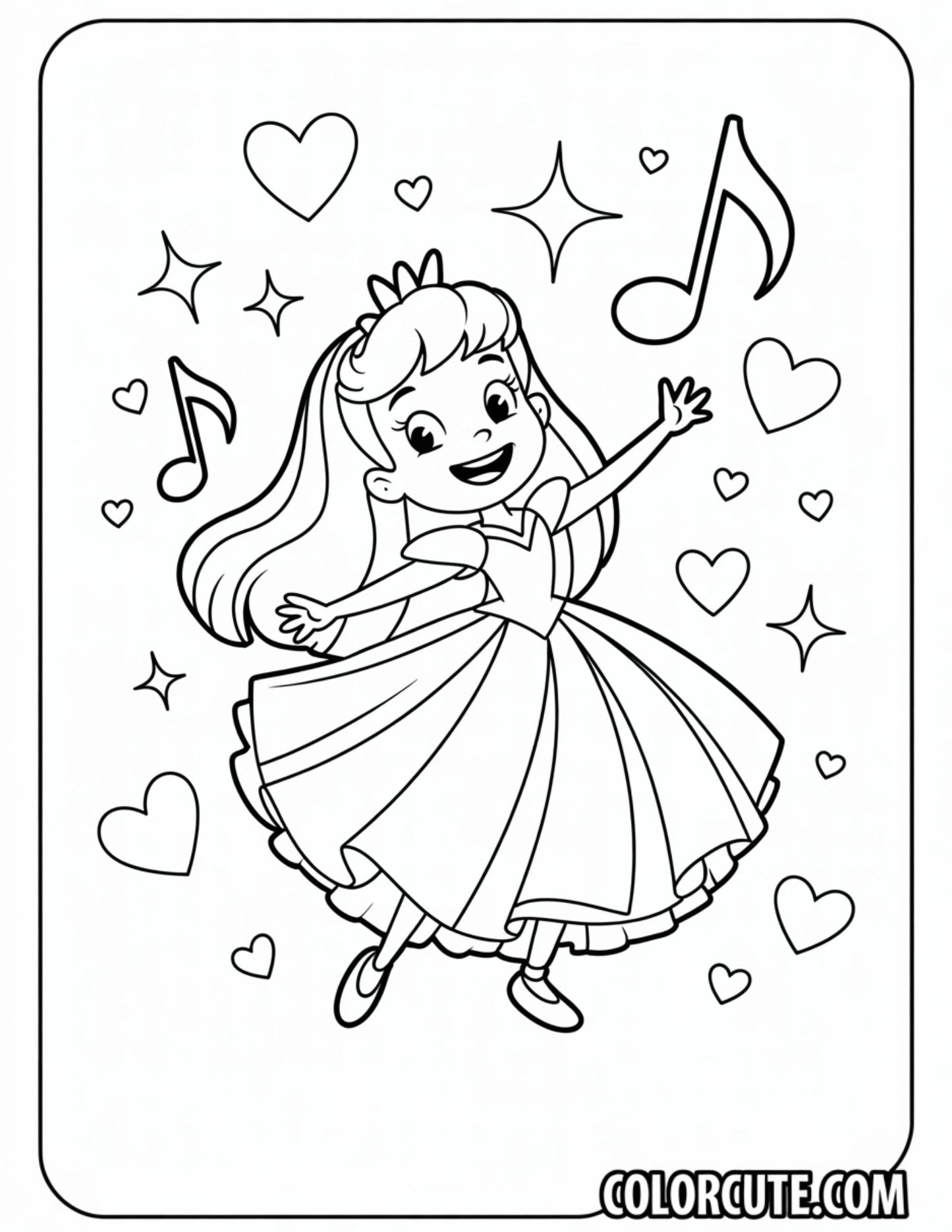 Happy Aurora Dancing Coloring Page | Free PDF Printables