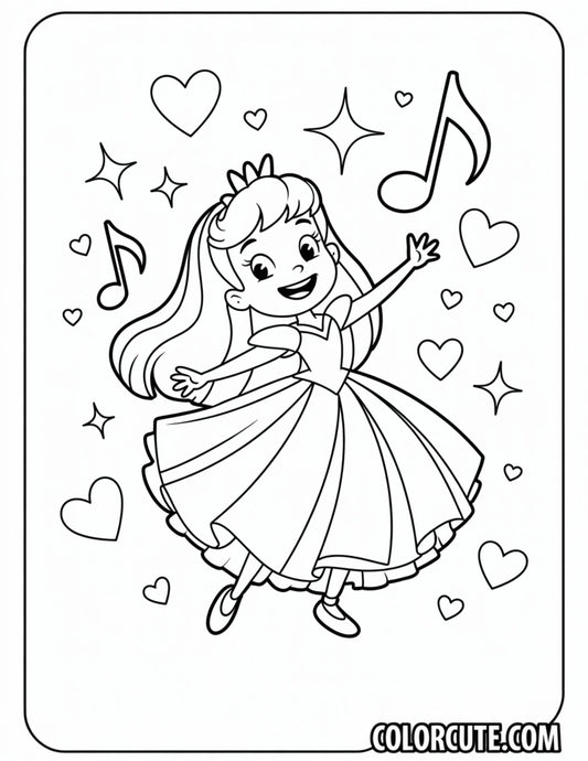 Happy Aurora Dancing Coloring Page | Free PDF Printables