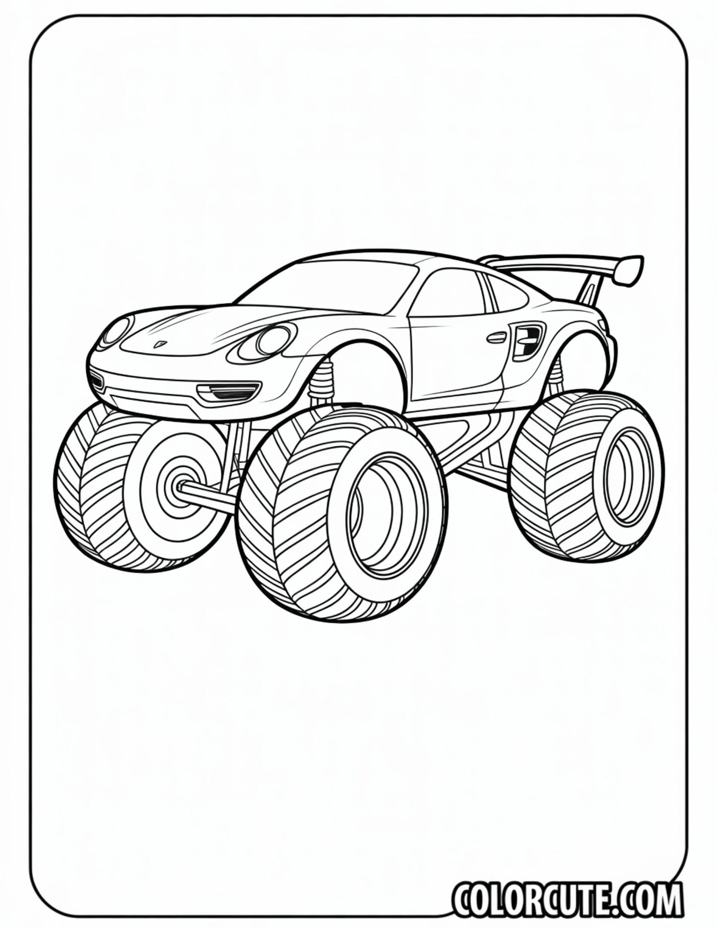 Monster Truck Porsche Coloring Pages | Free PDF Printables