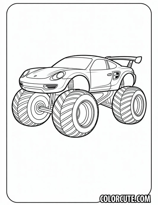 Monster Truck Porsche Coloring Pages | Free PDF Printables