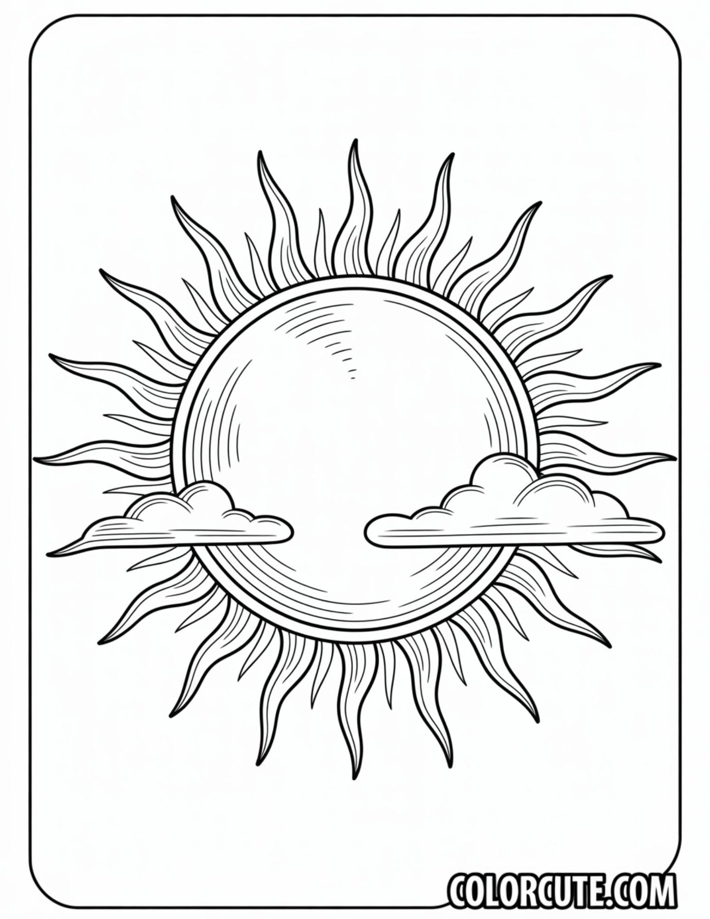 Realistic Sun Coloring Page | Free PDF Printables
