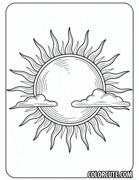Realistic Sun Coloring Page | Free PDF Printables