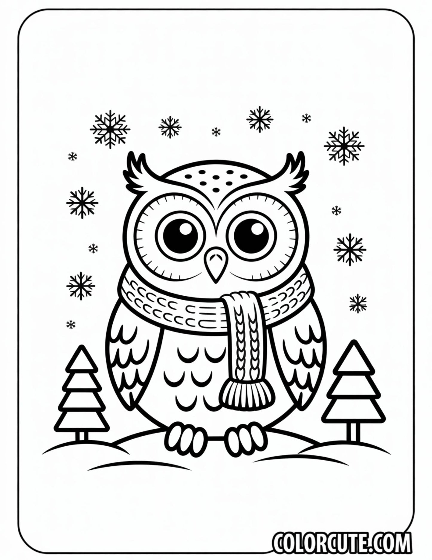Cute Winter Owl Coloring Pages | Free PDF Printables