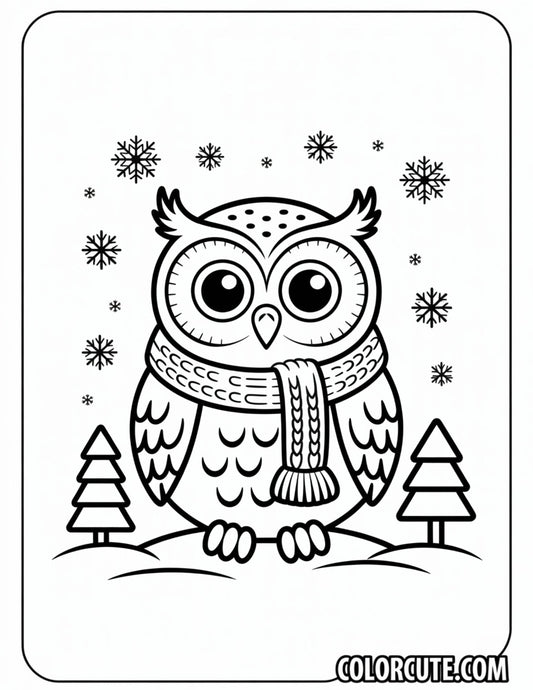 Cute Winter Owl Coloring Pages | Free PDF Printables