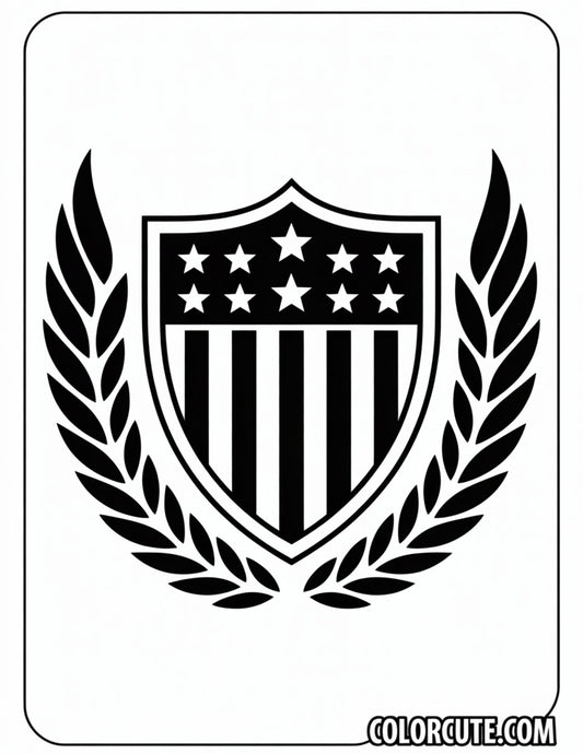 4th of July Shield Coloring Pages | Free PDF Printables