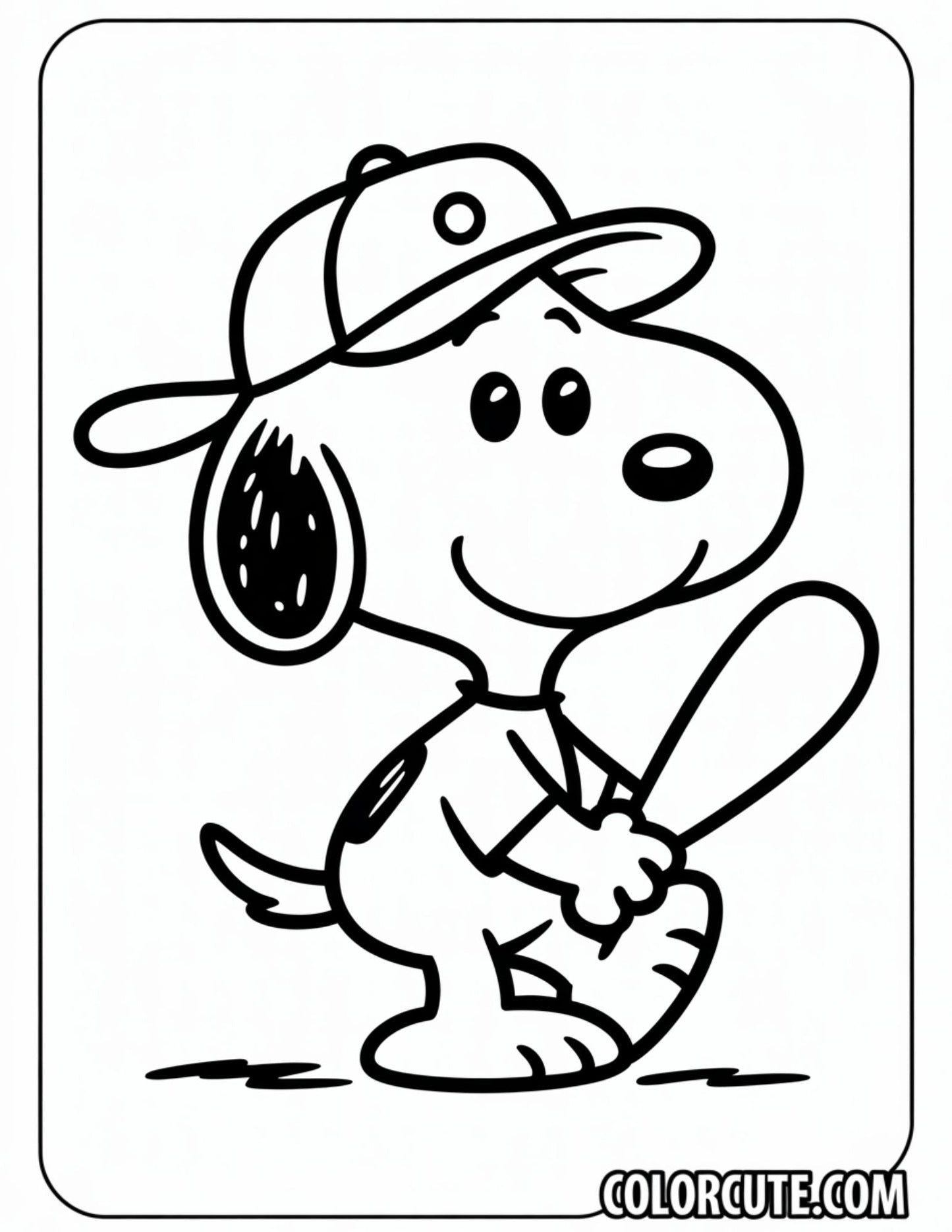 Baseball Snoopy Coloring Pages | Free PDF Printables