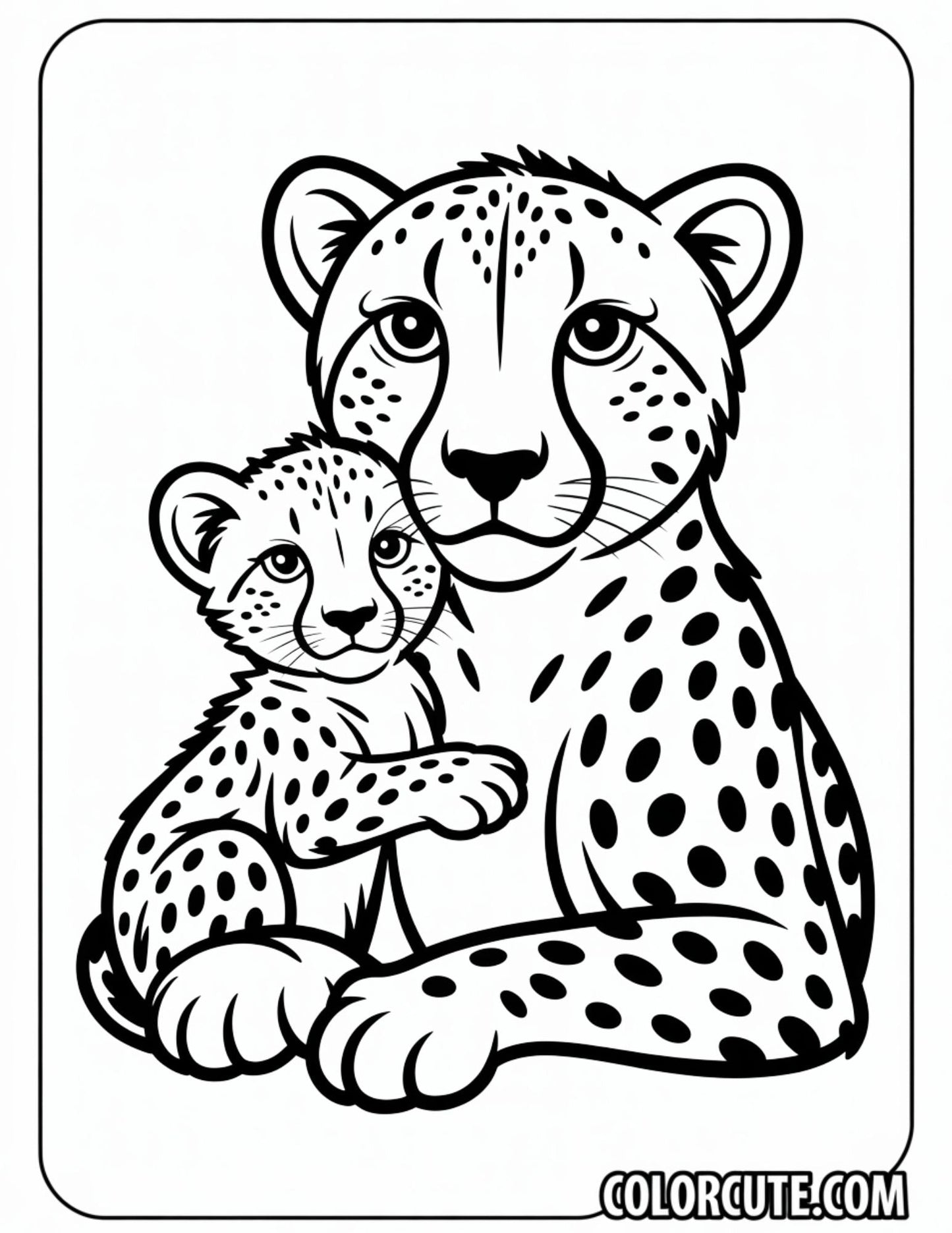 Cheetah Mother Coloring Pages | Free PDF Printables