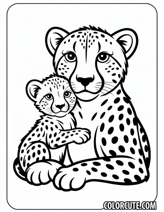 Cheetah Mother Coloring Pages | Free PDF Printables