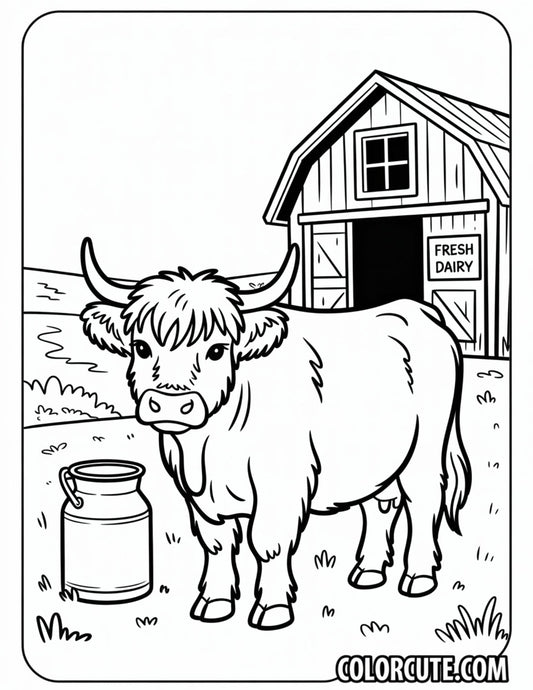 Dairy Highland Cow Coloring Pages | Free PDF Printables