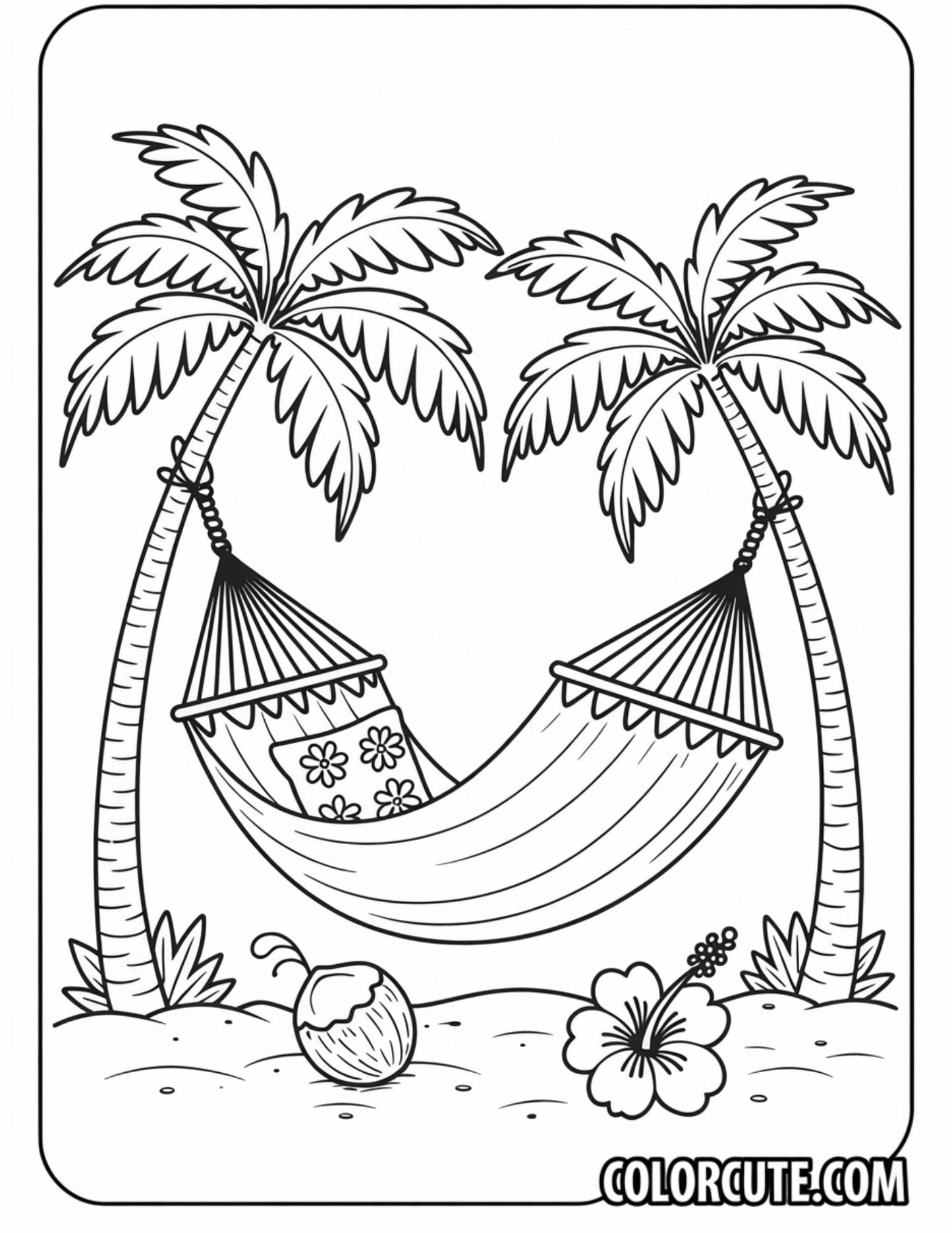 Hammock Summer Coloring Pages | Free PDF Printables