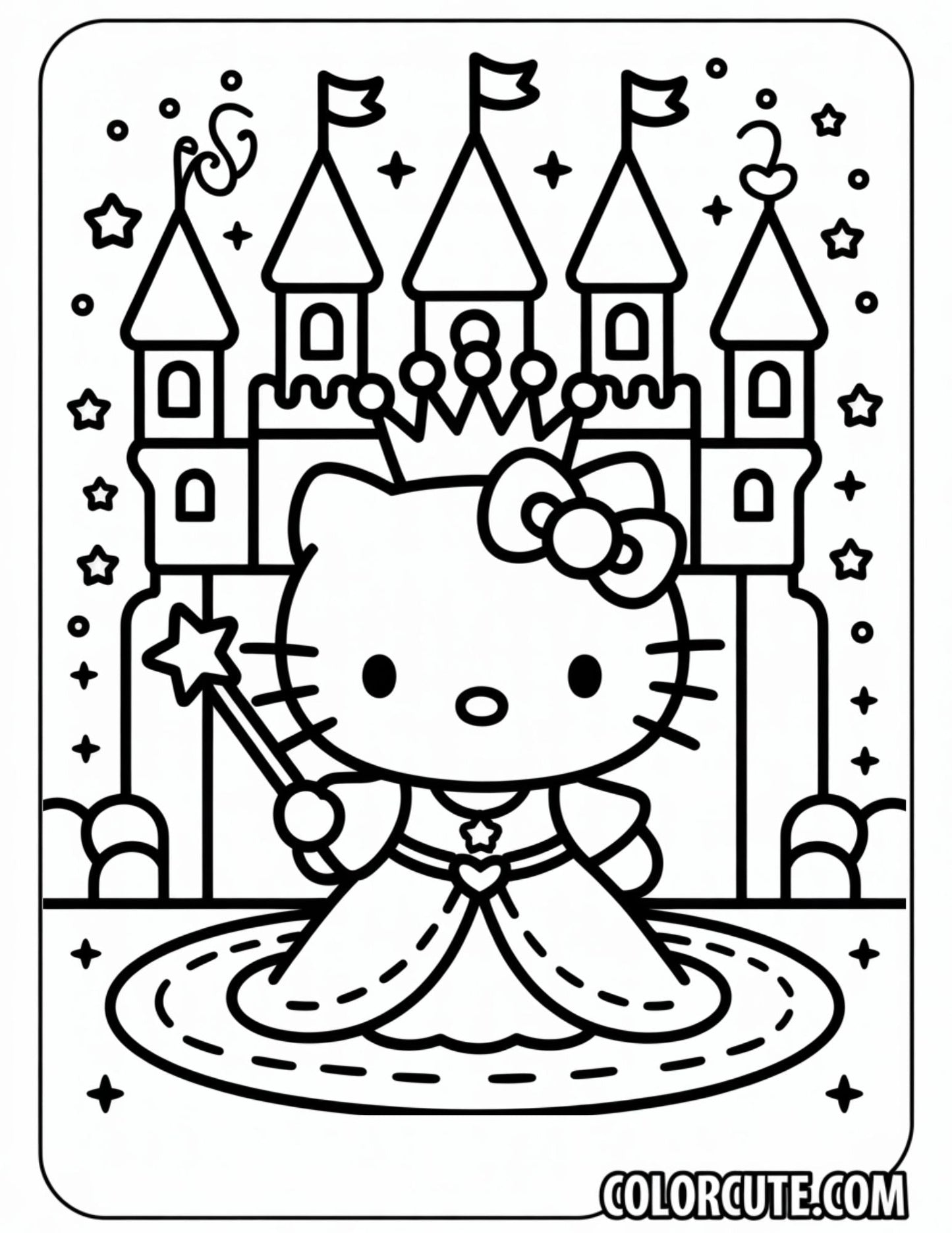 Hello Kitty Princess Coloring Page | Free PDF Printables