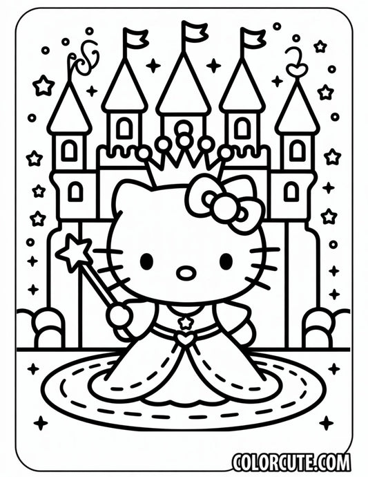 Hello Kitty Princess Coloring Page | Free PDF Printables