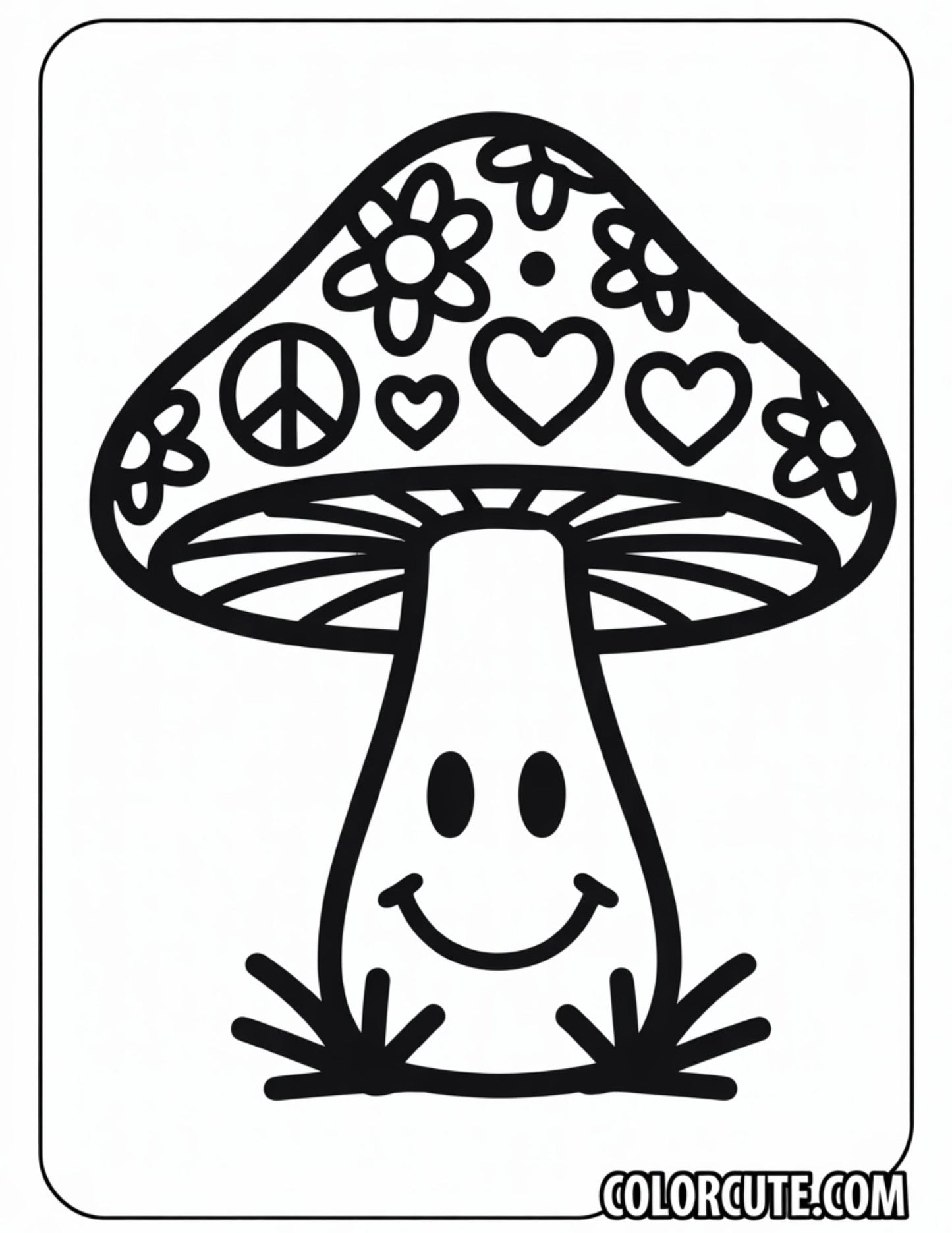 Hippie Mushroom Coloring Pages | Free PDF Printables