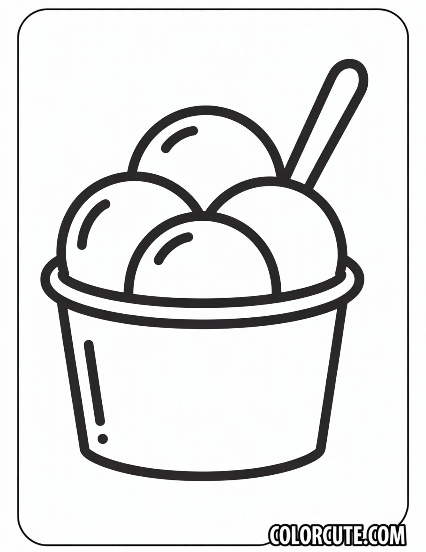 Ice Cream Cup Coloring Page | Free PDF Printables