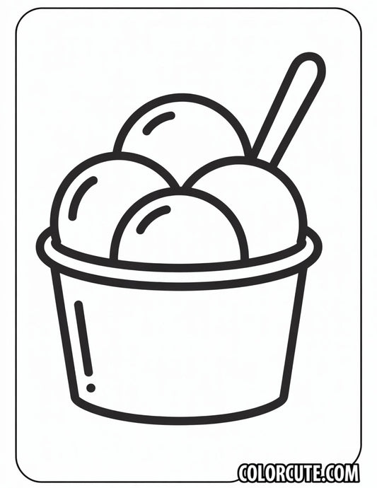 Ice Cream Cup Coloring Page | Free PDF Printables