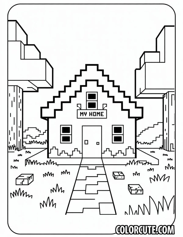 Minecraft House Coloring Pages Free PDF Printables Color Cute minecraft-house-coloring-pages-free-pdf-printables-color-cute