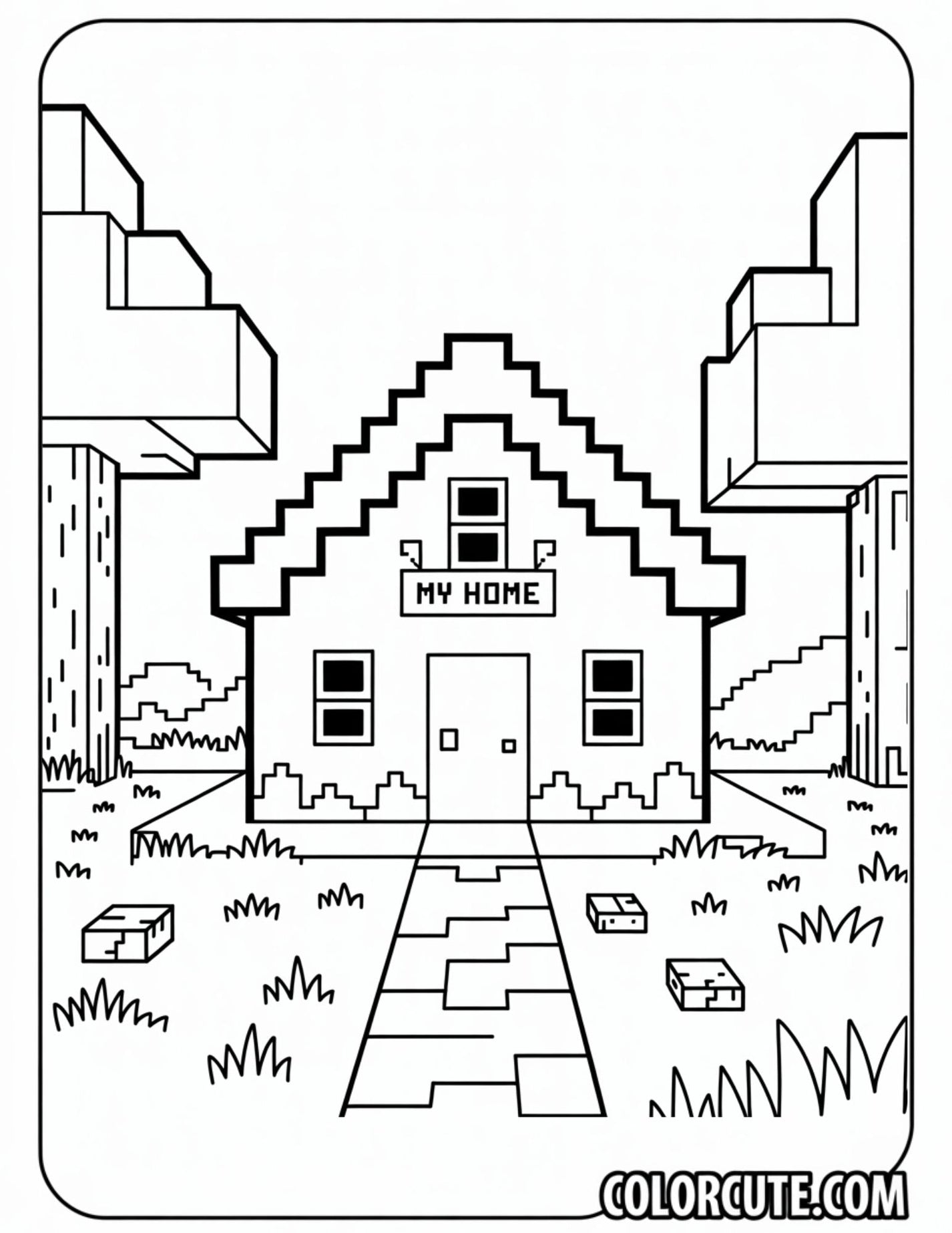 Minecraft House Coloring Pages | Free PDF Printables – Color Cute ...