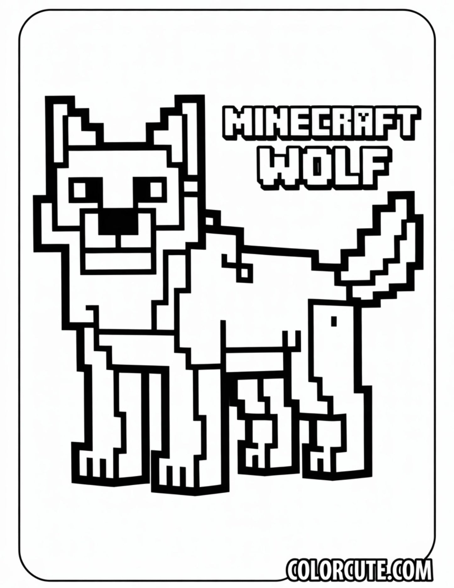 Minecraft Wolf Coloring Page | Free PDF Printables