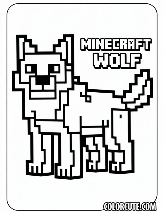 Minecraft Wolf Coloring Page | Free PDF Printables