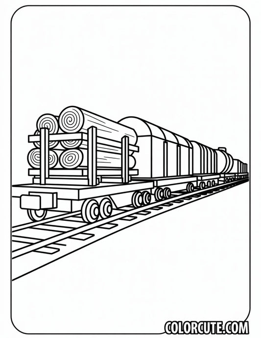 Railroad Train Coloring Page - Free PDF Printables