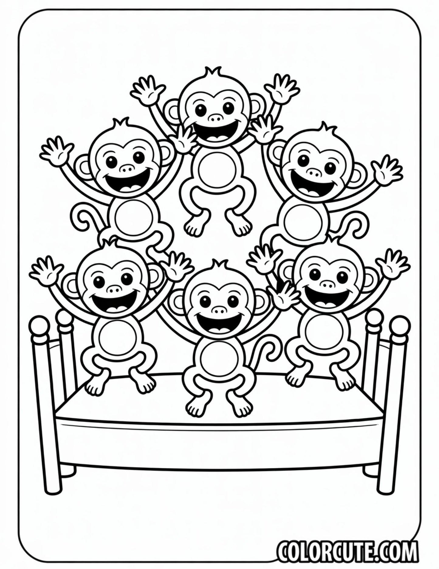 Five Little Monkeys Coloring Page Free PDF Printables