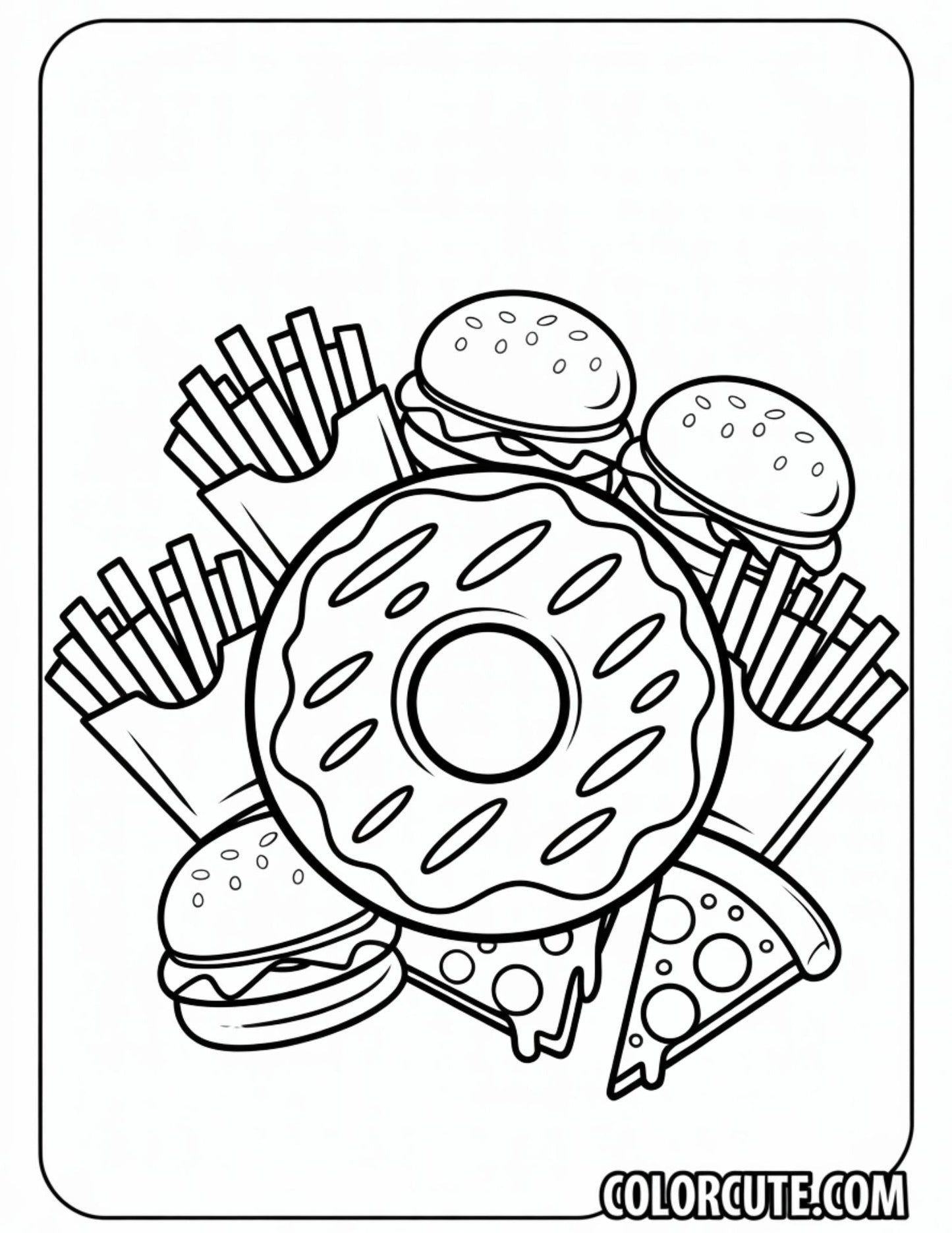 Food Donut Coloring Pages Free Printable