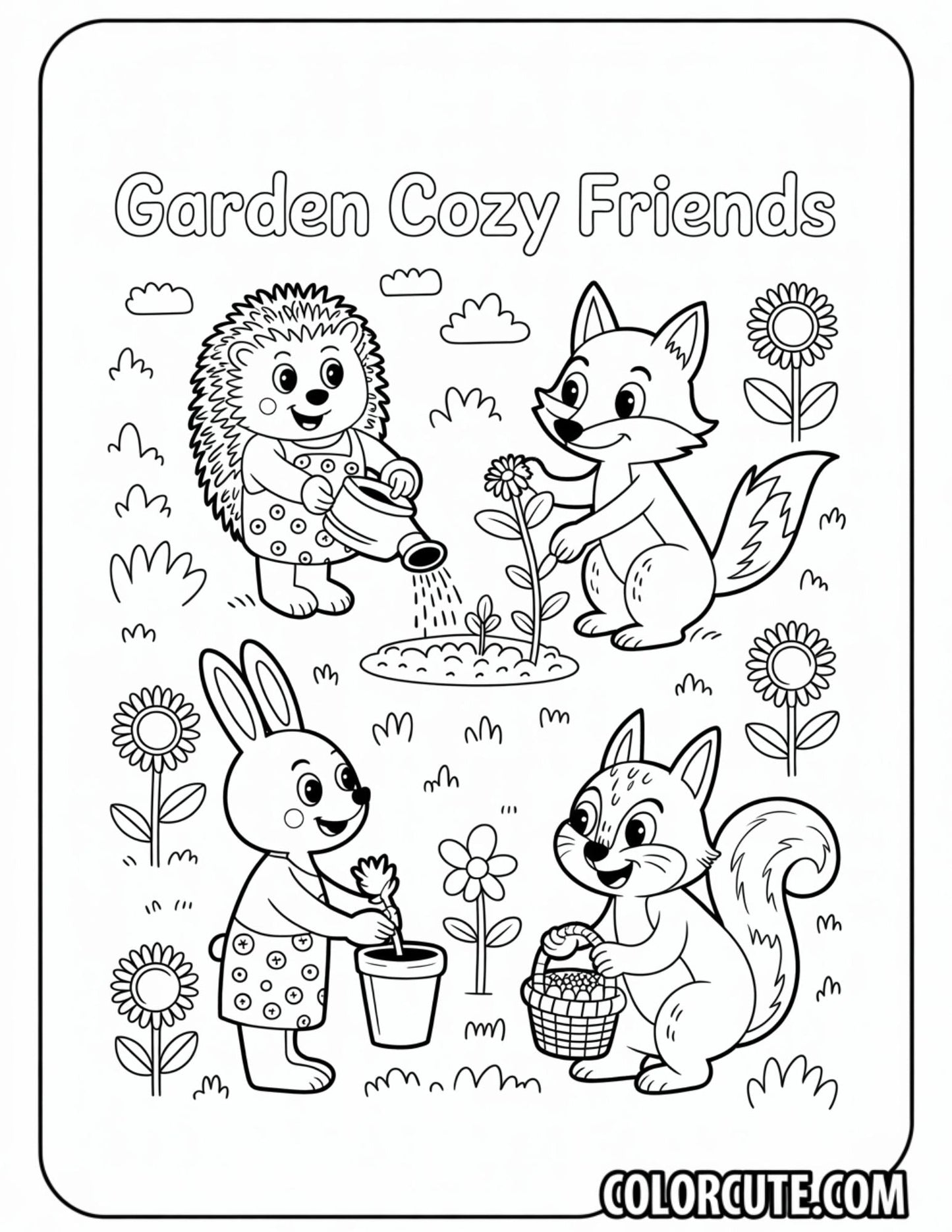 Garden Cozy Friends Coloring Pages | Free PDF Printables