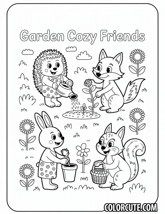 Garden Cozy Friends Coloring Pages | Free PDF Printables