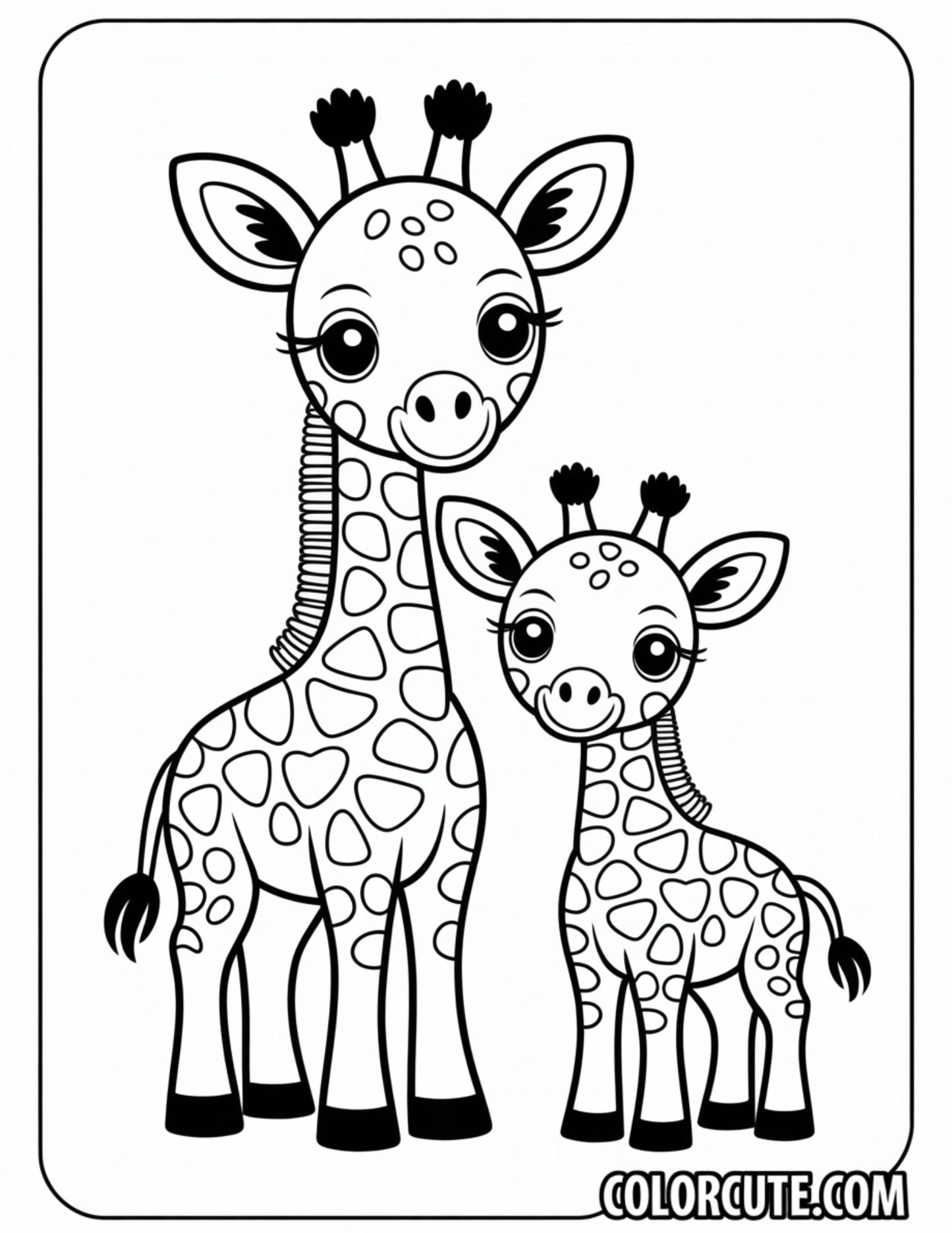 Giraffe Family Coloring Pages | Free PDF Printables