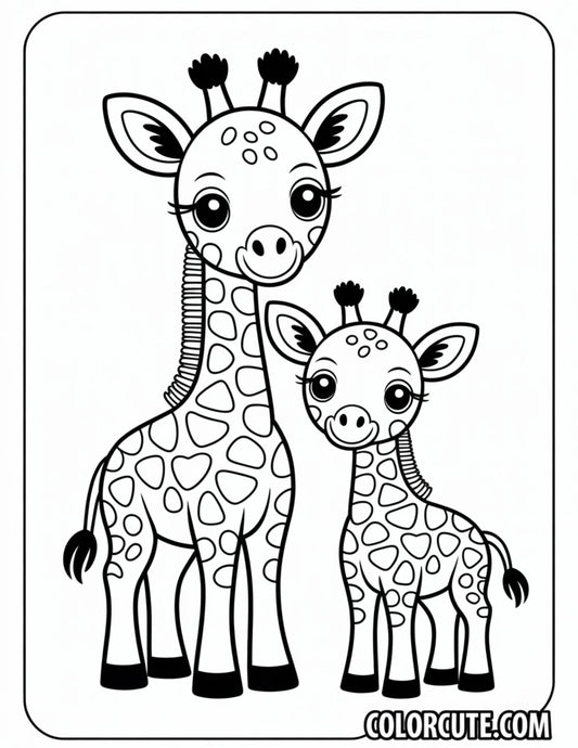 Giraffe Family Coloring Pages | Free PDF Printables