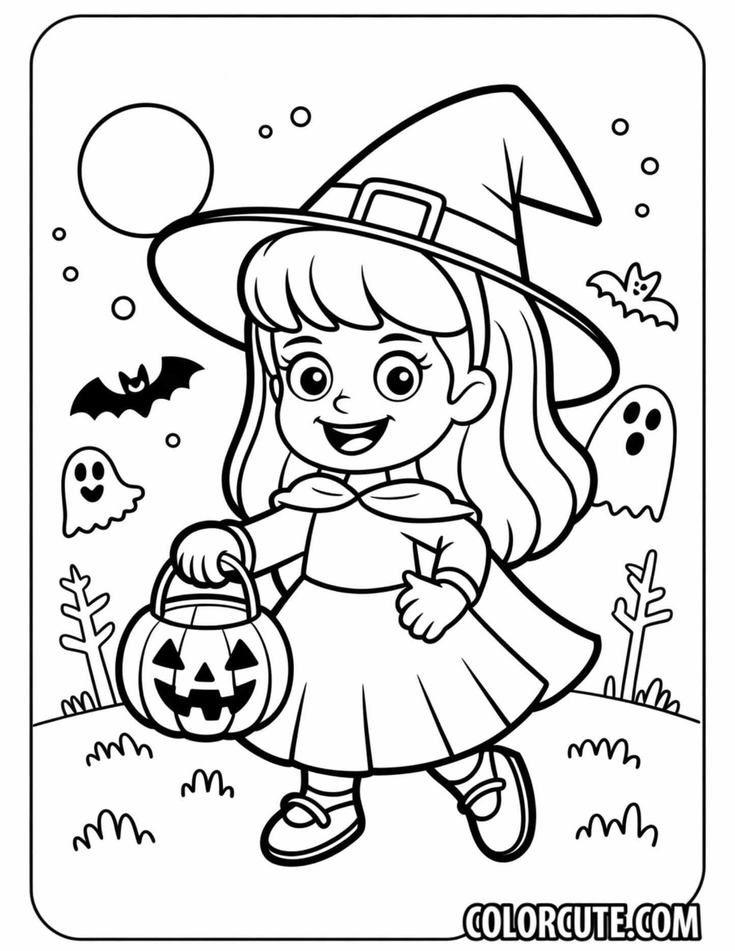 Halloween Aurora Trick-or-Treat Coloring Page | Free PDF Printables