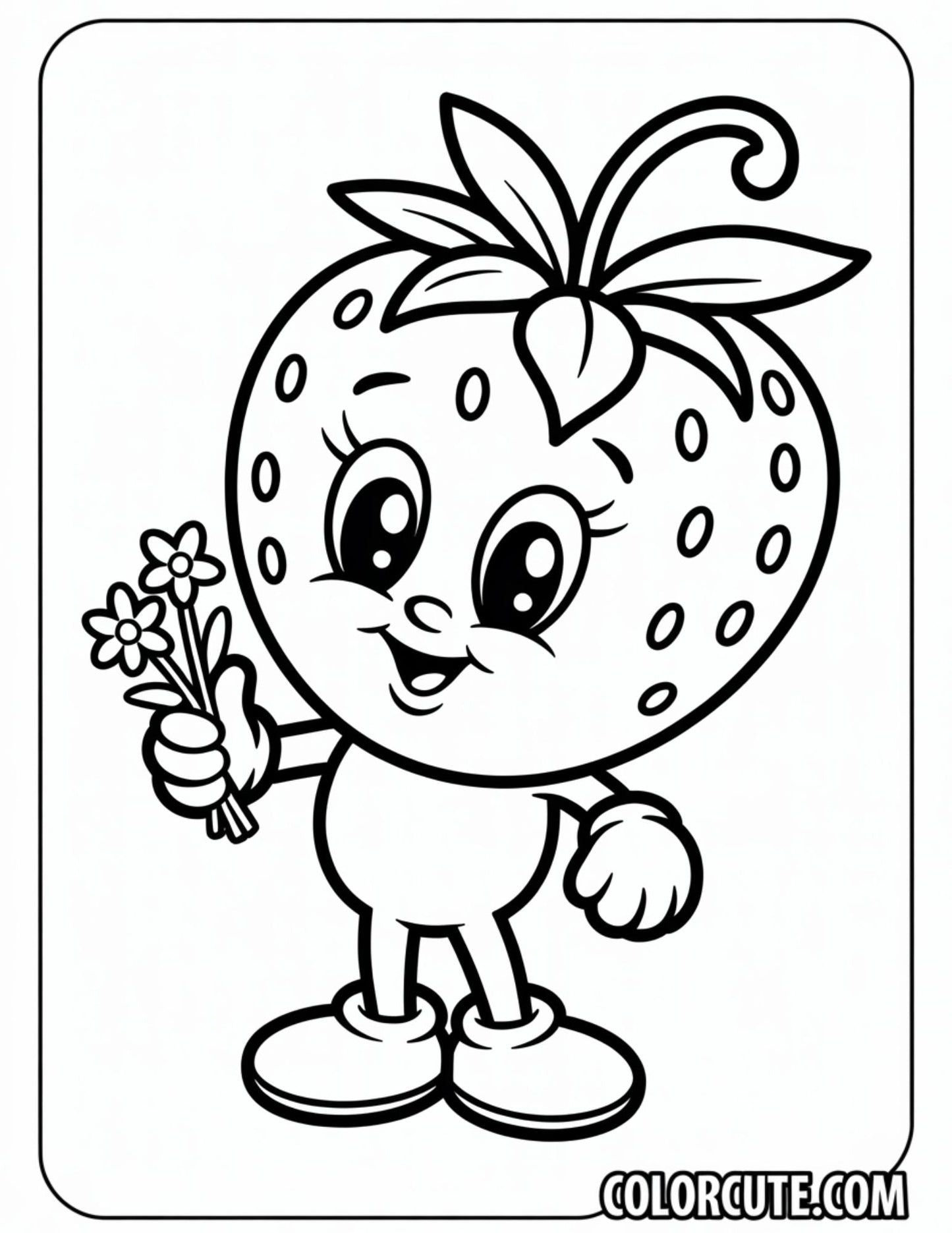 Kawaii Strawberry Coloring Pages – Free PDF Printables