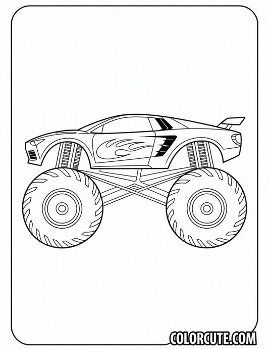 Monster Truck Lamborghini Coloring Pages - Free PDF Printables