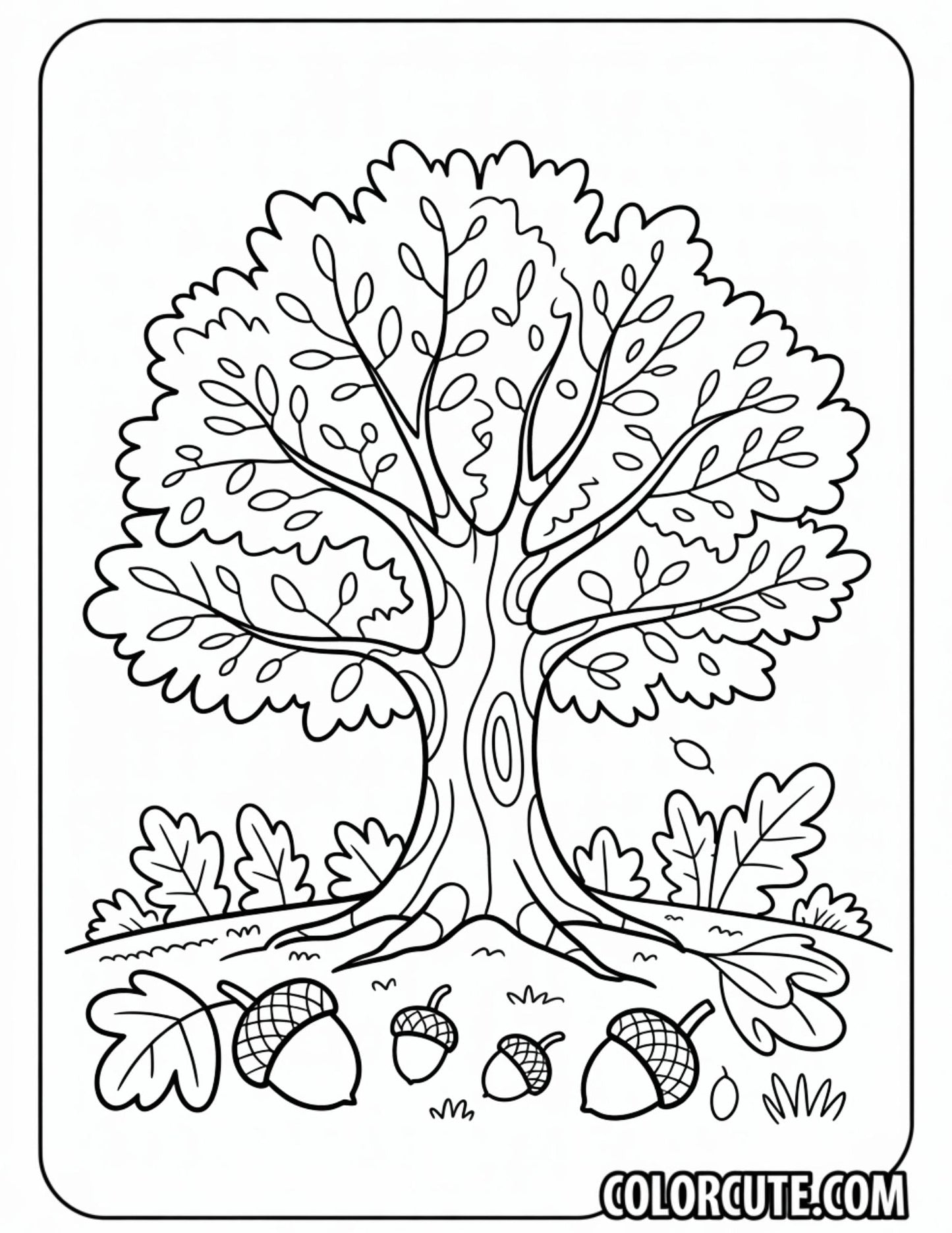 Oak Tree Coloring Pages - Free PDF Printables
