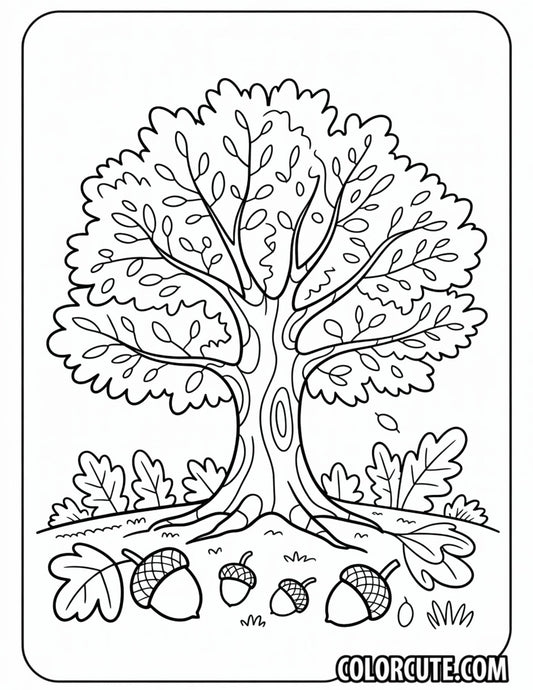 Oak Tree Coloring Pages - Free PDF Printables