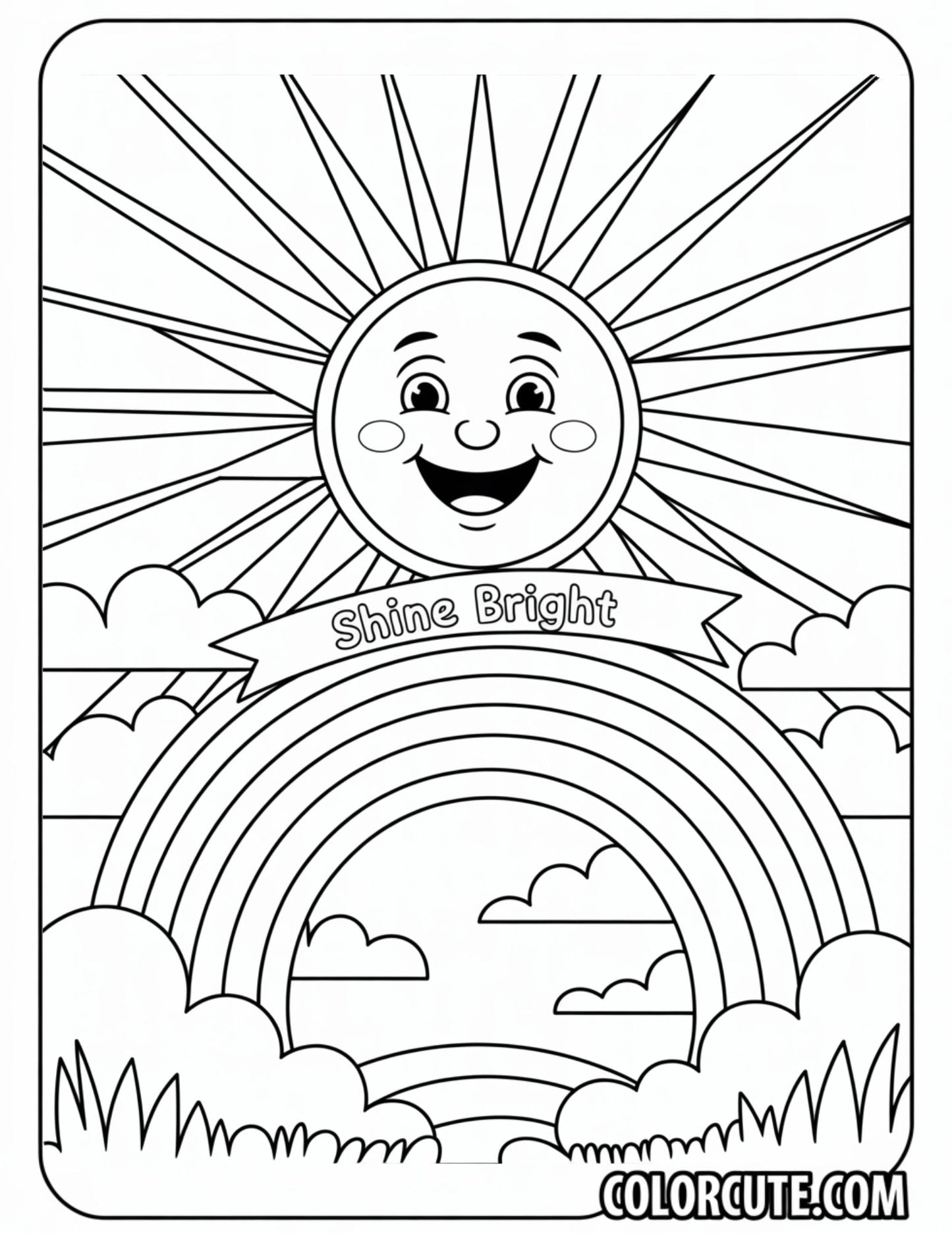 Rainbow Sun Coloring Page | Free PDF Printables