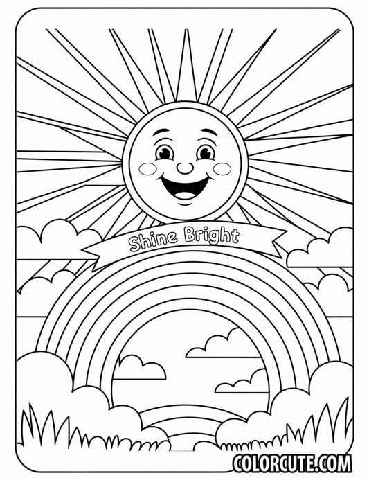 Rainbow Sun Coloring Page | Free PDF Printables