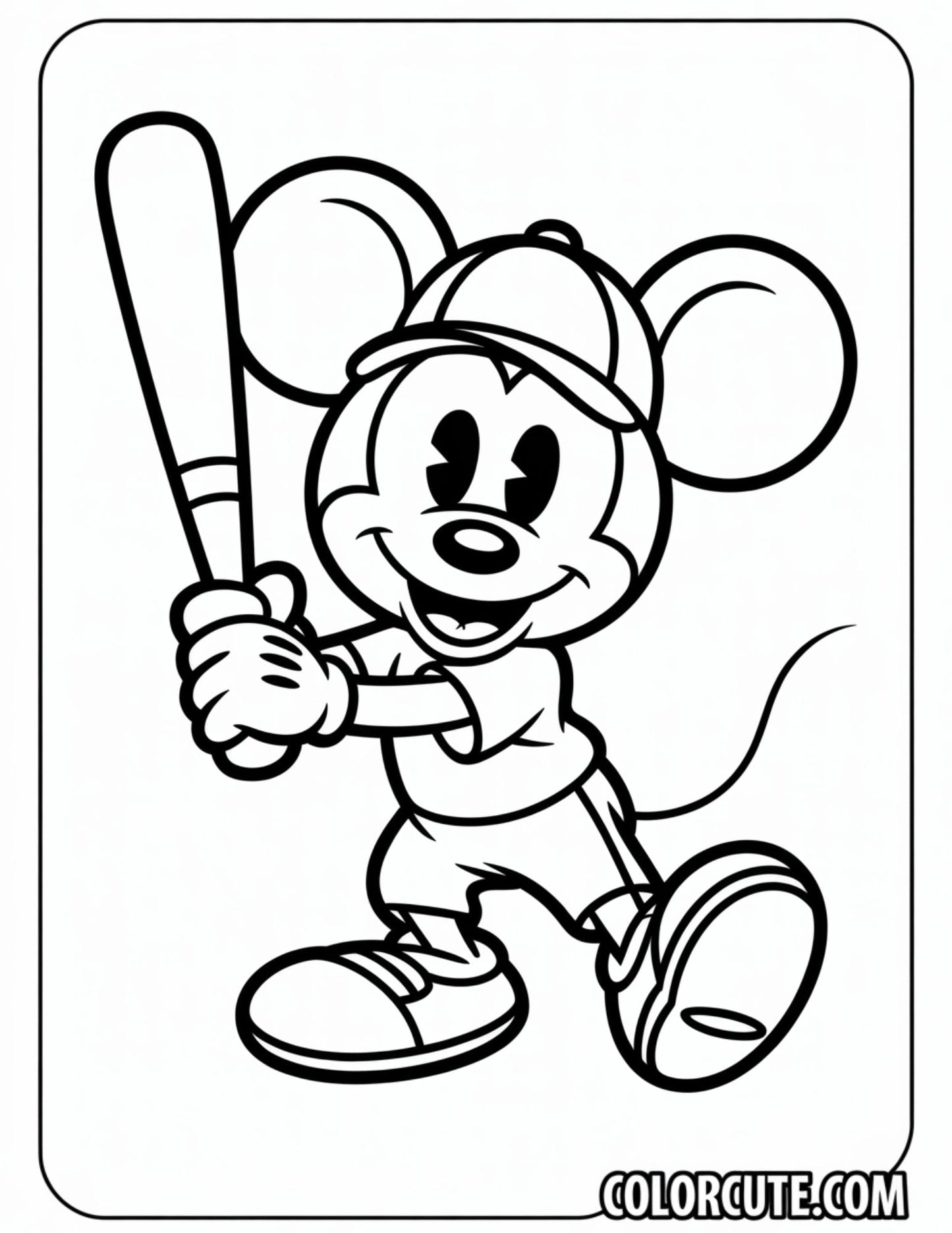 Baseball Mickey Coloring Pages | Free PDF Printables