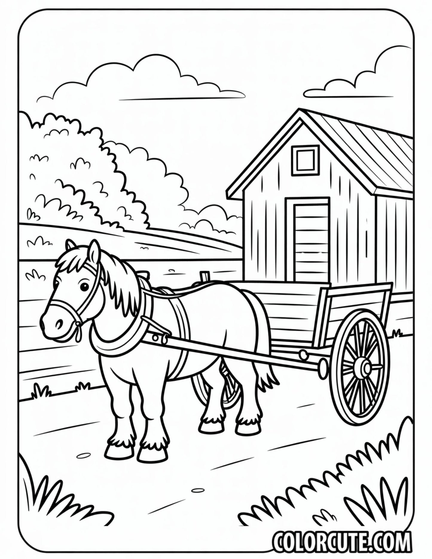Farm Horse Coloring Pages | Free PDF Printables
