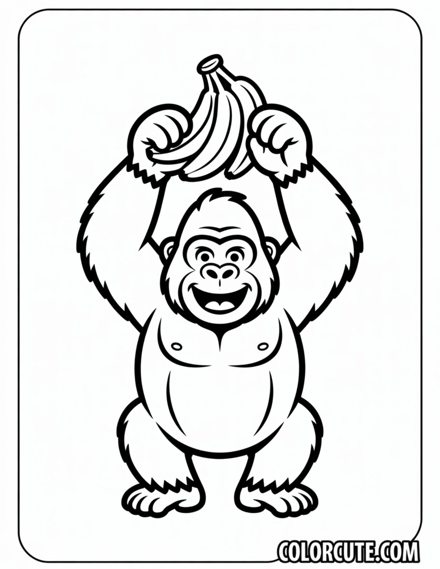Gorilla Banana Coloring Pages | Free PDF Printables
