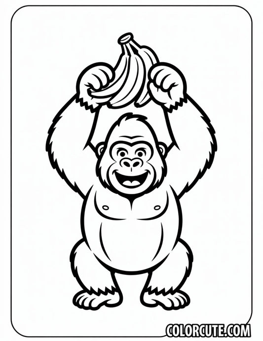 Gorilla Banana Coloring Pages | Free PDF Printables