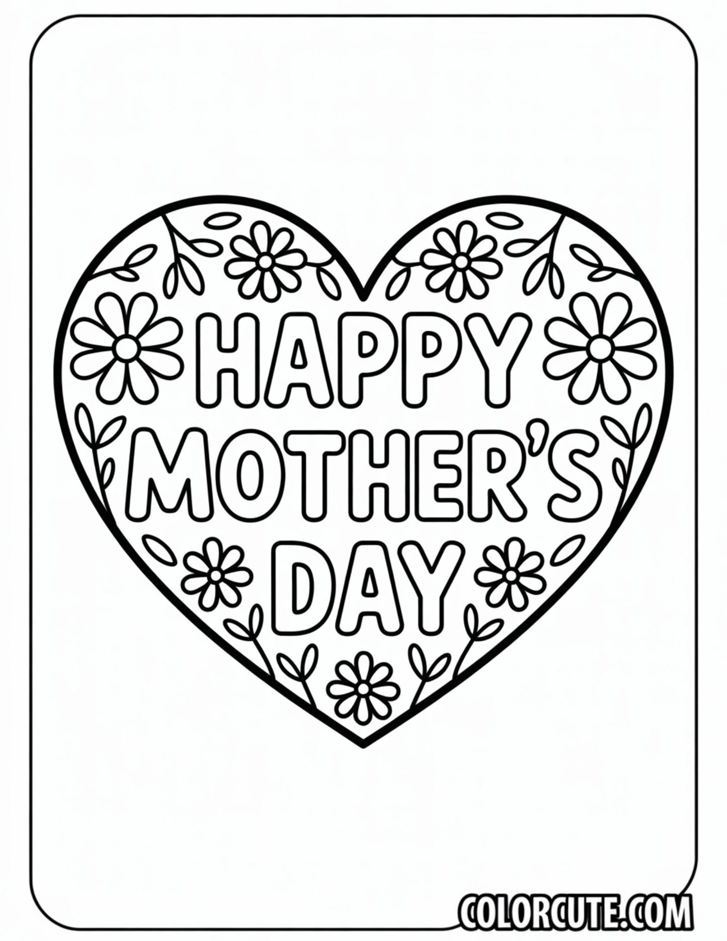 Heart Mothers Day Coloring Pages Free PDF Printables