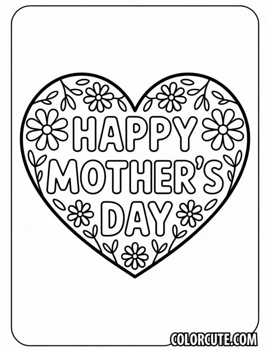 Heart Mothers Day Coloring Pages Free PDF Printables