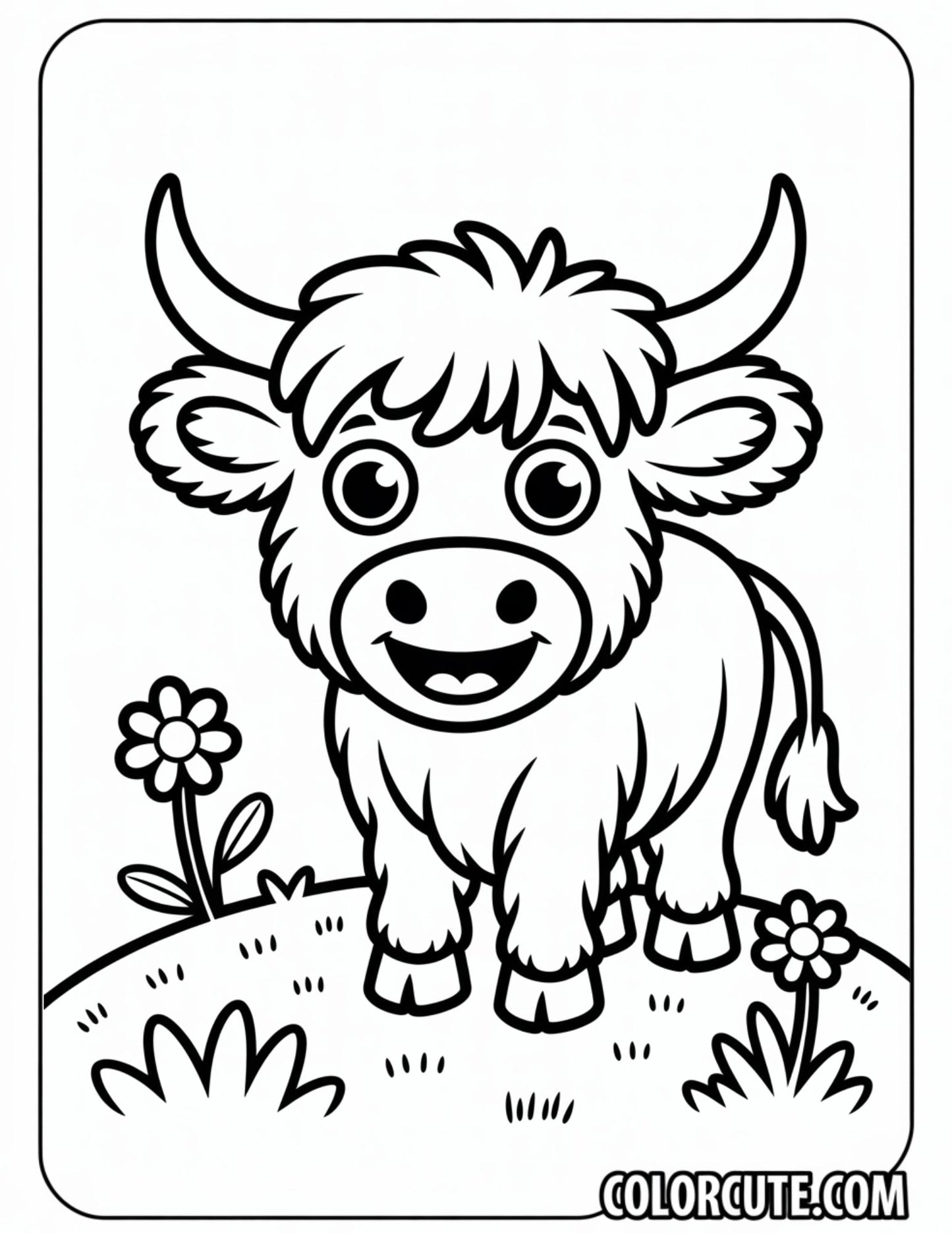 Mini Highland Cow Coloring Pages | Free PDF Printables