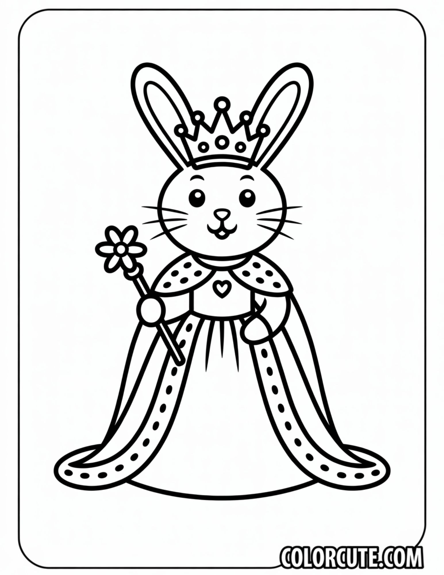 Princess Bunny Coloring Pages | Free PDF Printables – Color Cute - Free ...