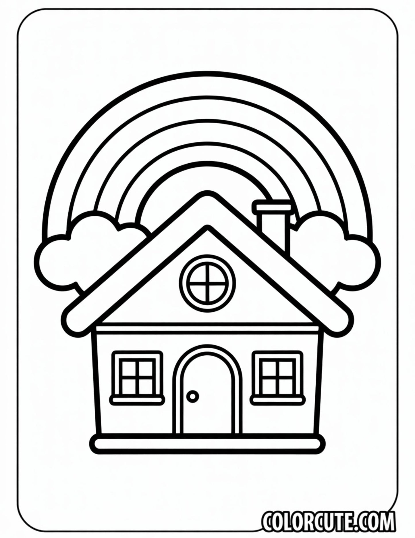 Rainbow House Coloring Pages | Free PDF Printables
