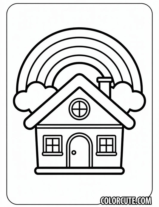 Rainbow House Coloring Pages | Free PDF Printables