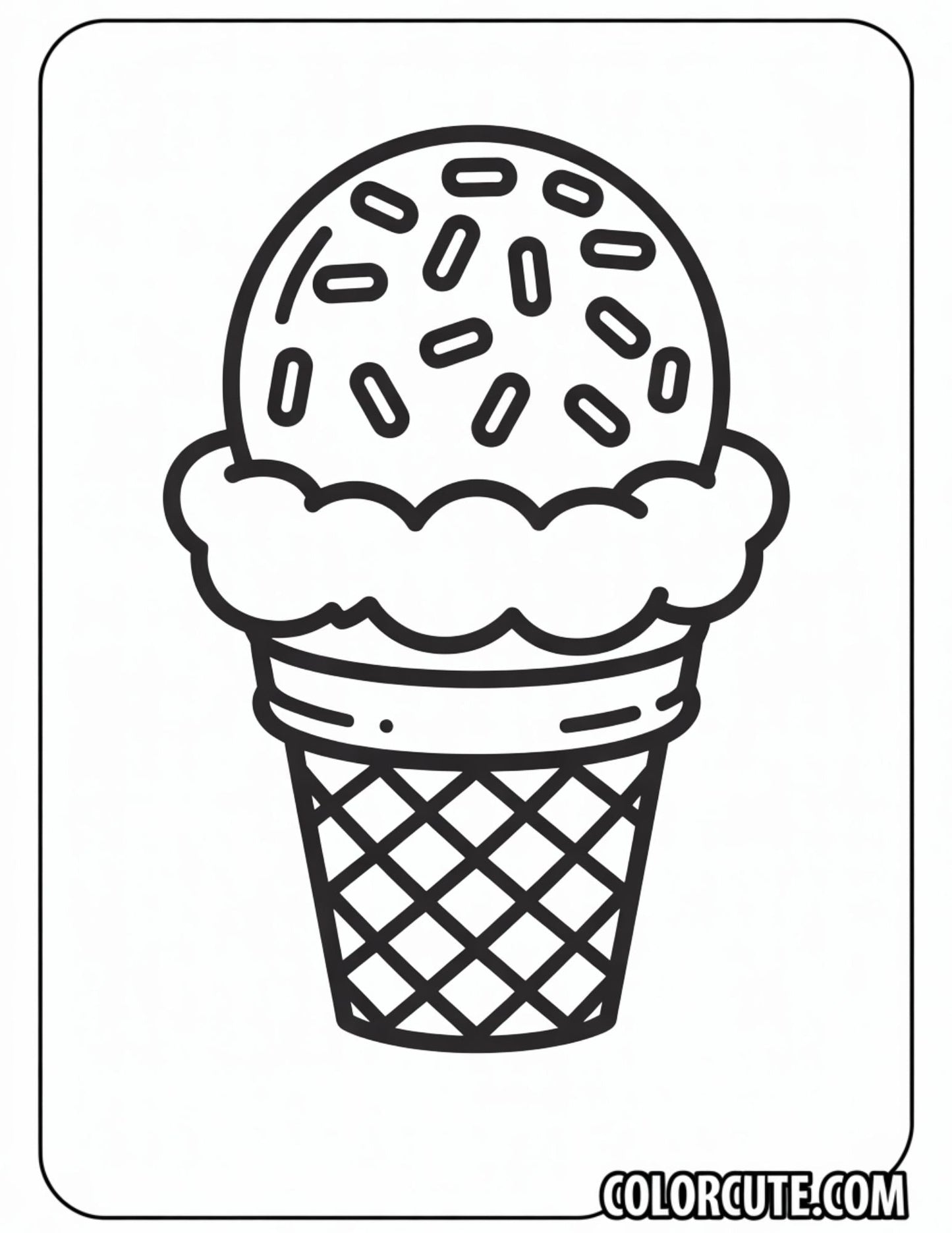 Rainbow Ice Cream Cone Coloring Page | Free PDF Printables
